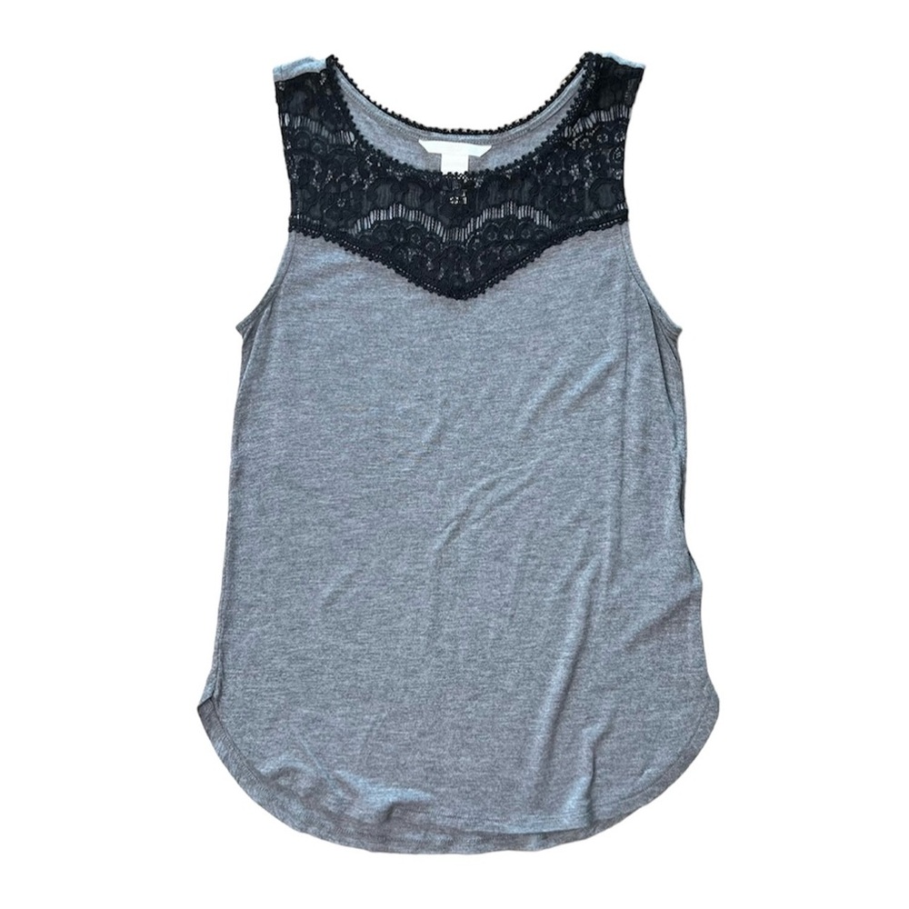 H&M Lace Collared Sleeveless Top Black/Gray, Women’s XSmall